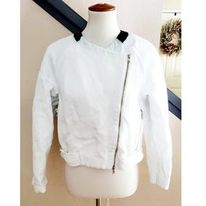 🎉Robert Rodriguez Off White Leather Bomber Jacket